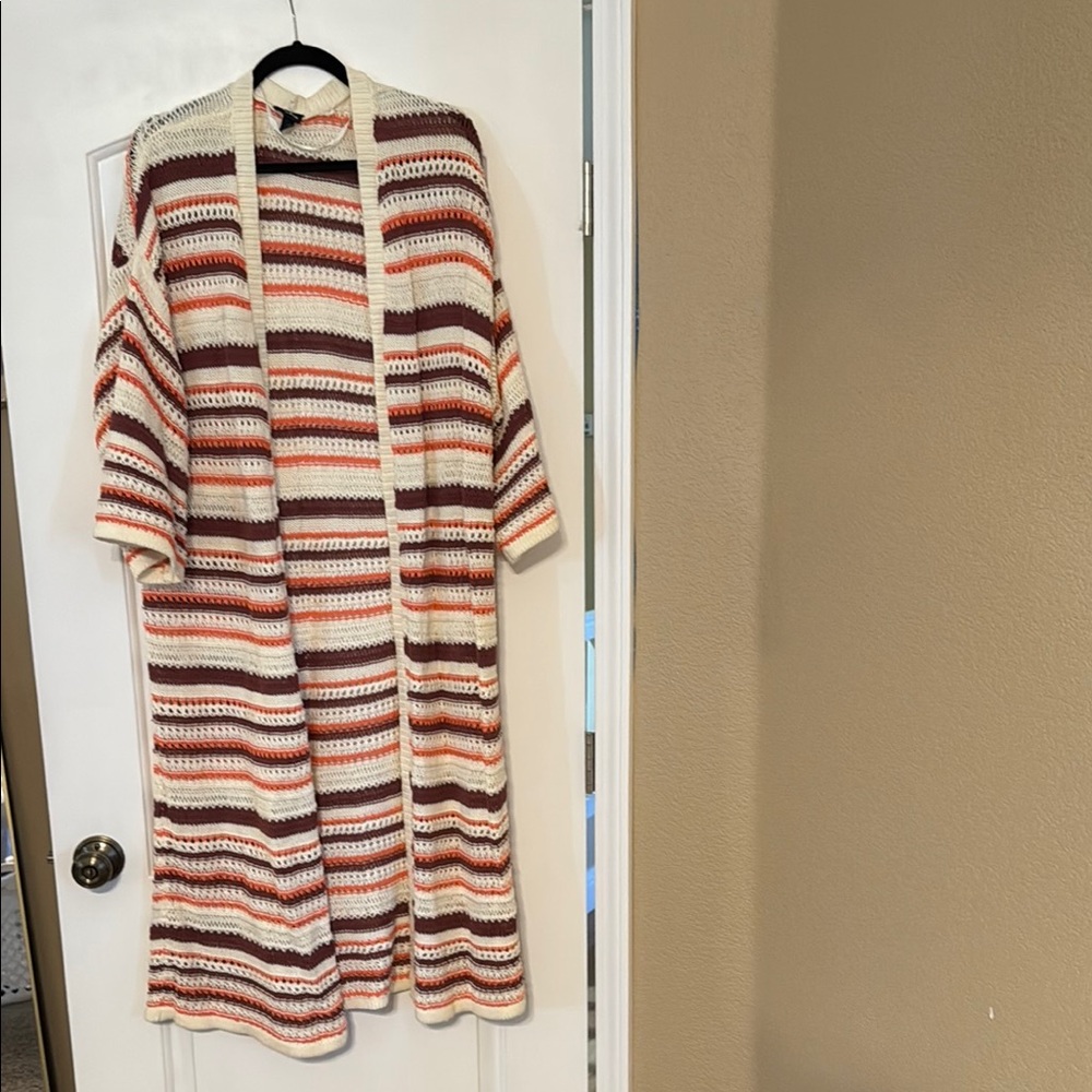 Torrid Cream and Orange Knit Cardigan